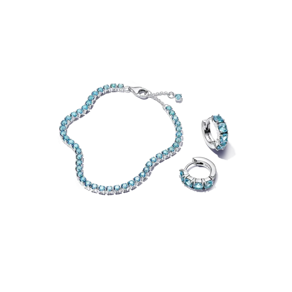 Sparkling Light Blue Tennis Jewelry Set