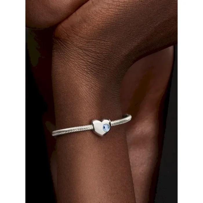 Engravable Sea Aqua Blue Stone Heart Charm - Image 2