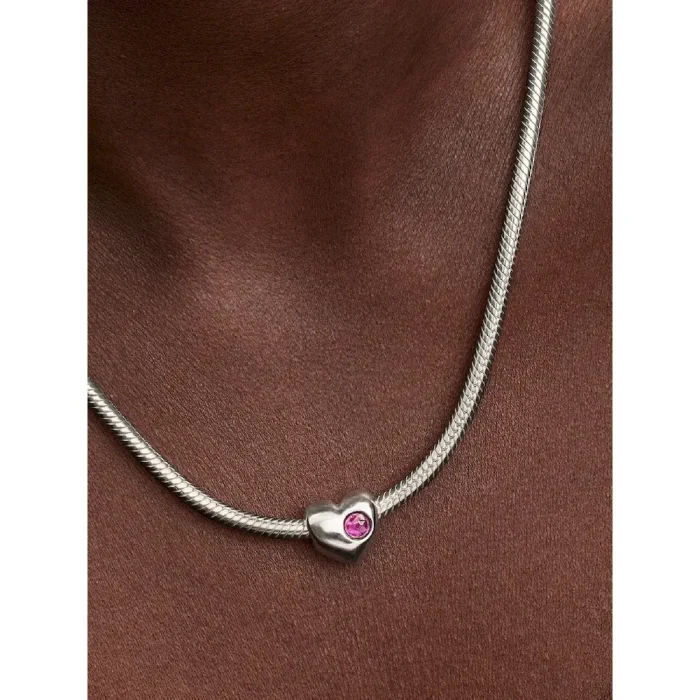 Engravable Purple Stone Heart Charm - Image 2