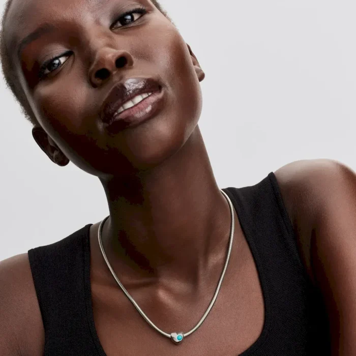 Engravable Turquoise Blue Stone Heart Charm - Image 4