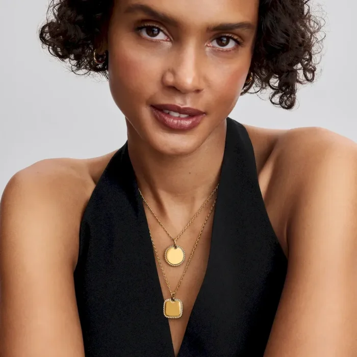 Engravable Sparkling Square Tag Pendant Necklace - Image 6