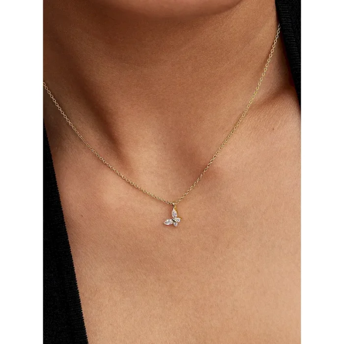 Gold-plated Sparkling Clear Butterfly Necklace and Earring Set - Image 9