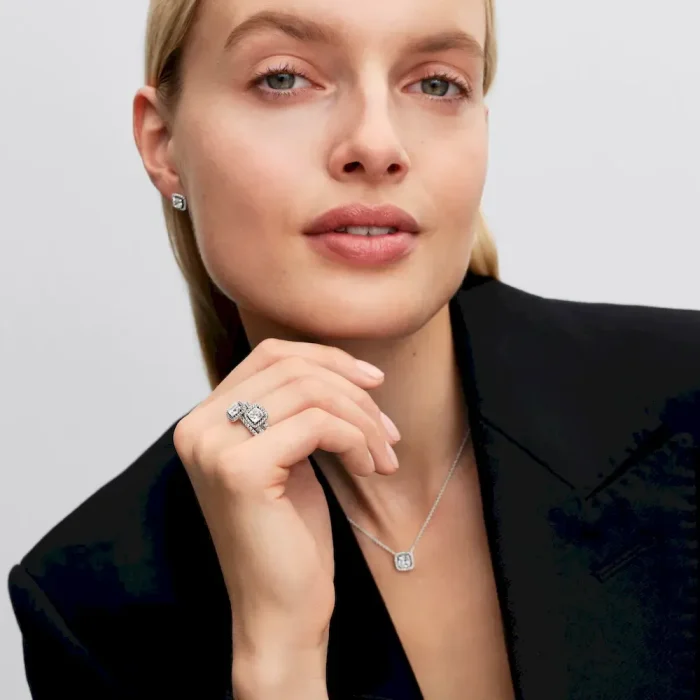 Square Sparkle Halo Stud Earrings - Image 4