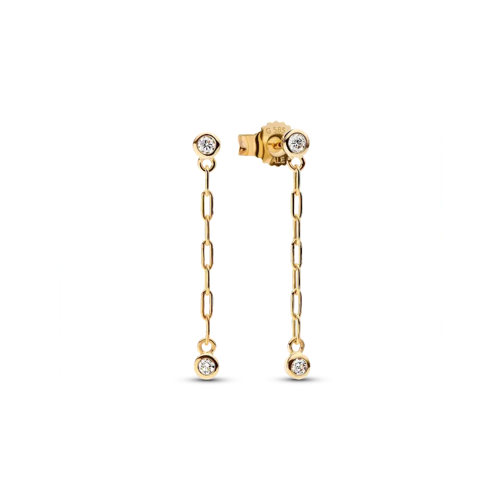 Pandora Era Bezel Lab-Grown Diamond Paperclip Chain Drop Earrings