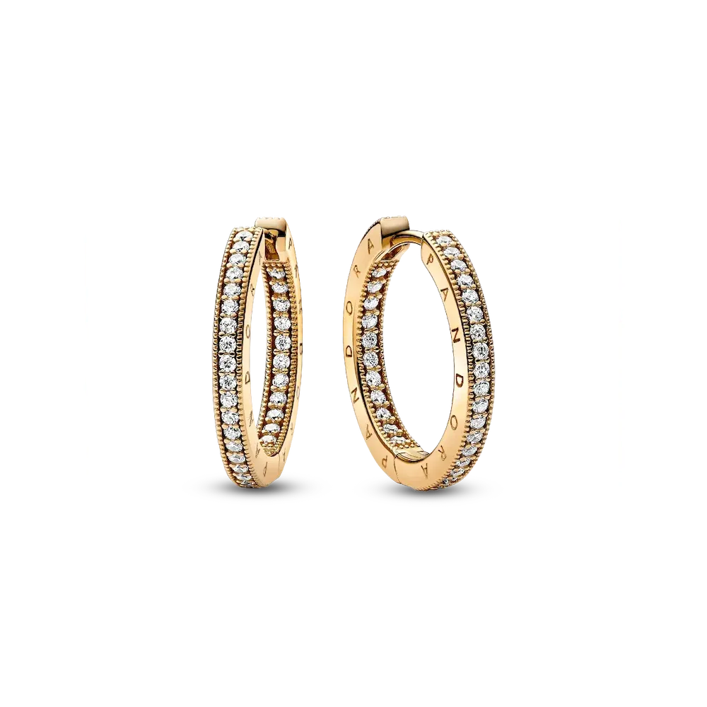 Pandora Signature Logo & Pavé Hoop Earrings