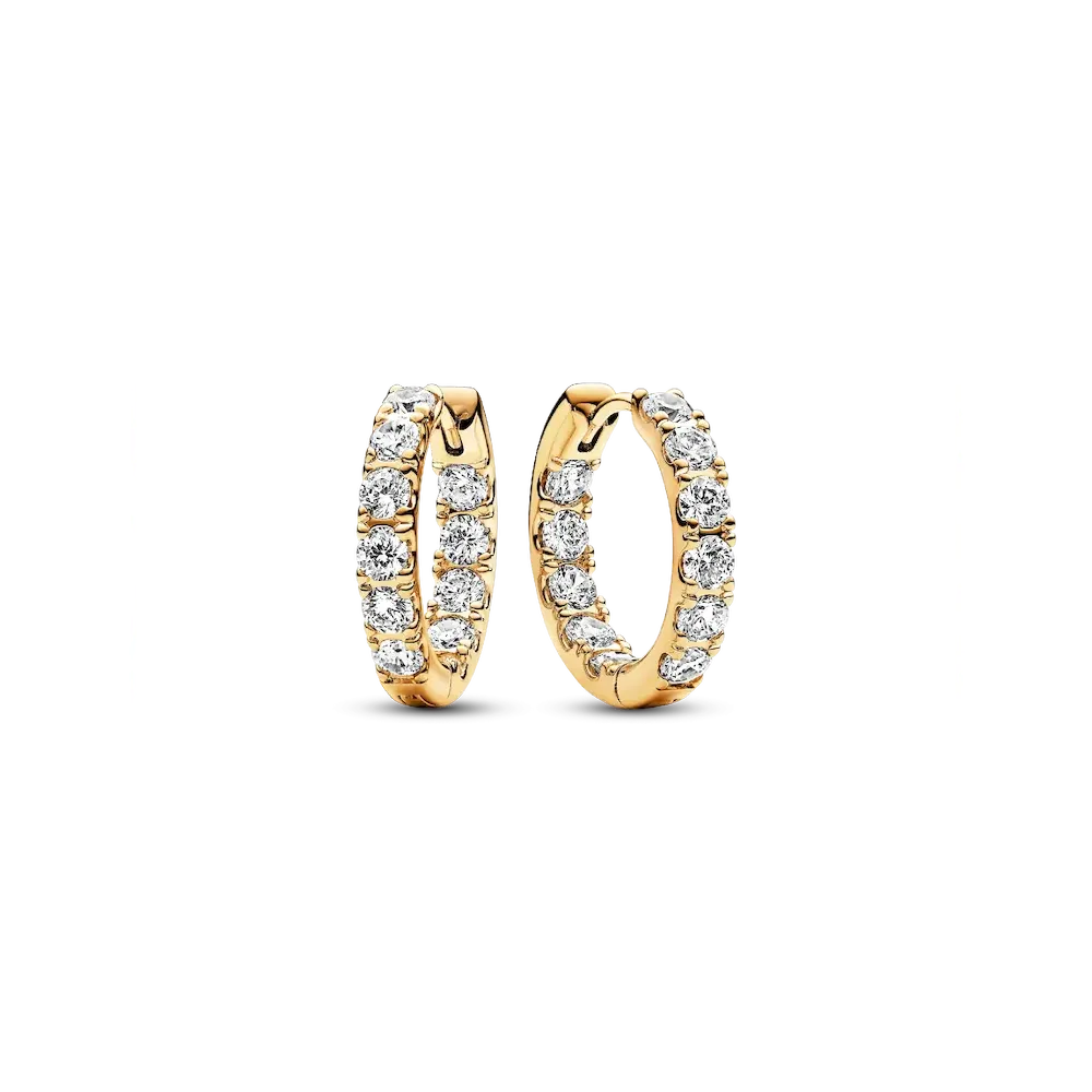 Sparkling Row Eternity Hoop Earrings