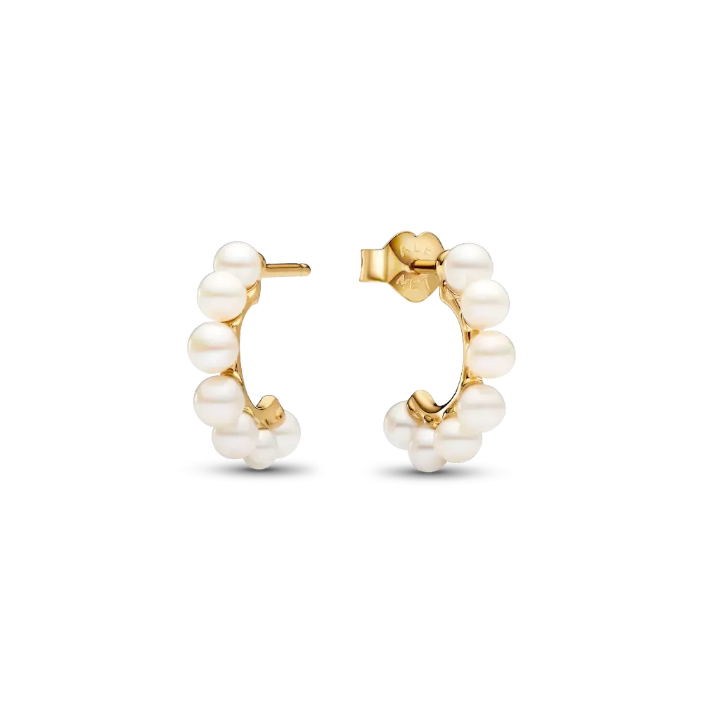 Treated Freshwater Cultured Pearls Open Hoop Earrings