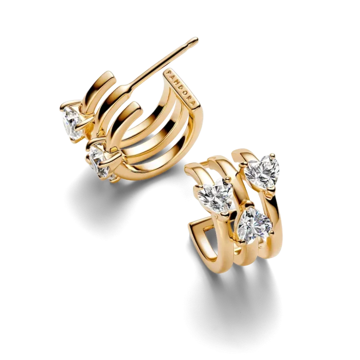 Triple Heart Hoop Earrings - Image 5