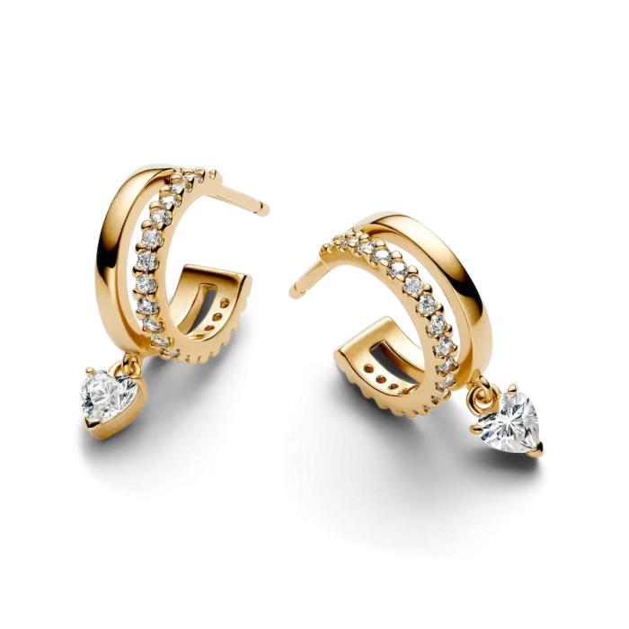 Dangling Heart Hoop Earrings - Image 5