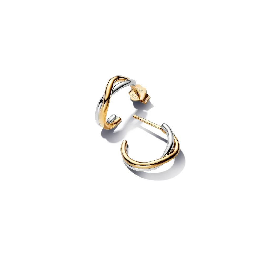 Organically Shaped Two-tone Open Hoop Earrings