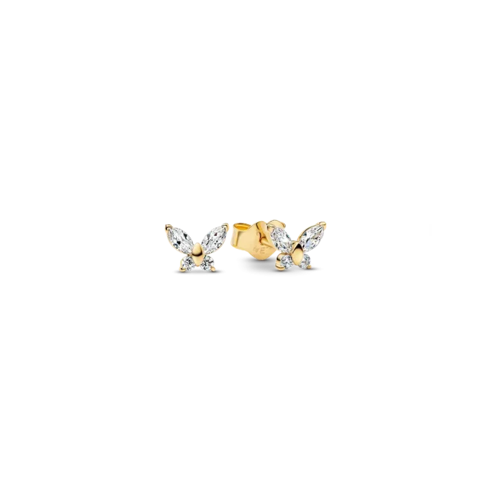 Gold-plated Sparkling Clear Butterfly Necklace and Earring Set - Image 2