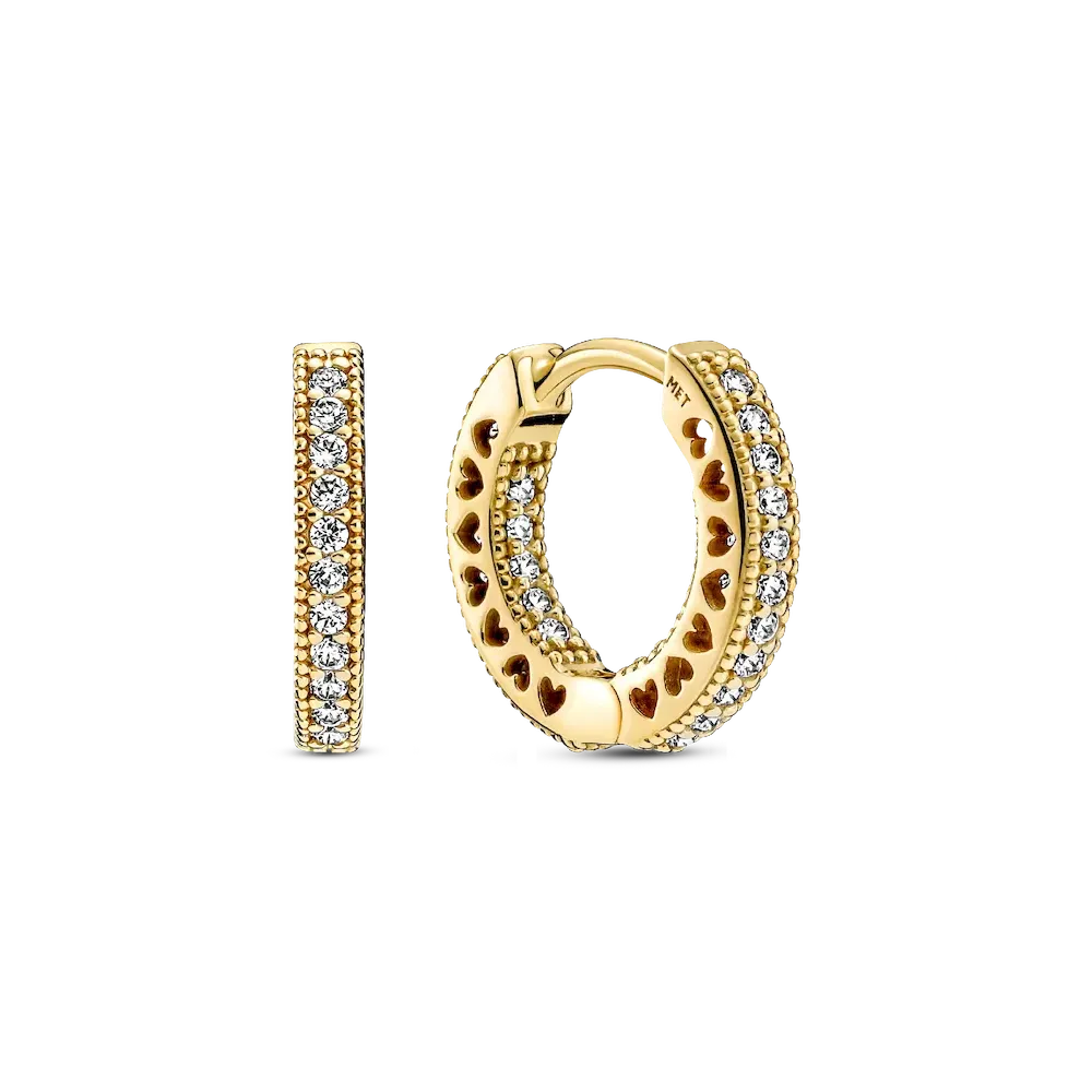 Pavé Heart Hoop Earrings