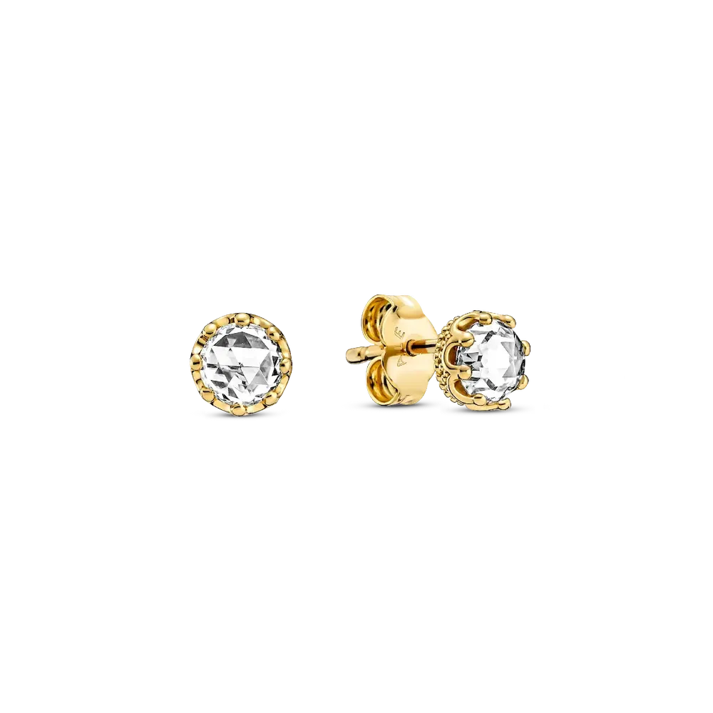 Clear Sparkling Crown Stud Earrings