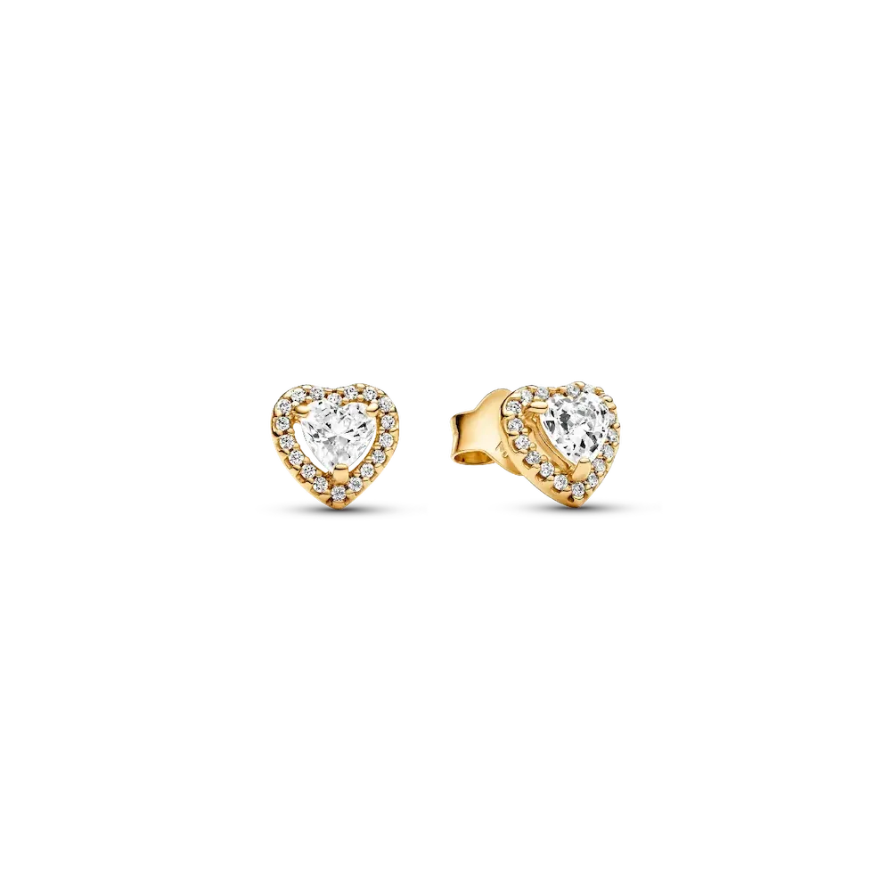 Sparkling Elevated Heart Stud Earrings