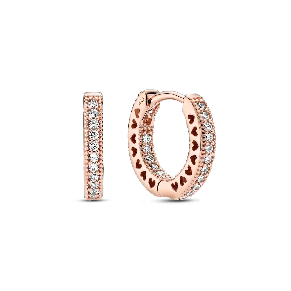 Pavé Heart Hoop Earrings