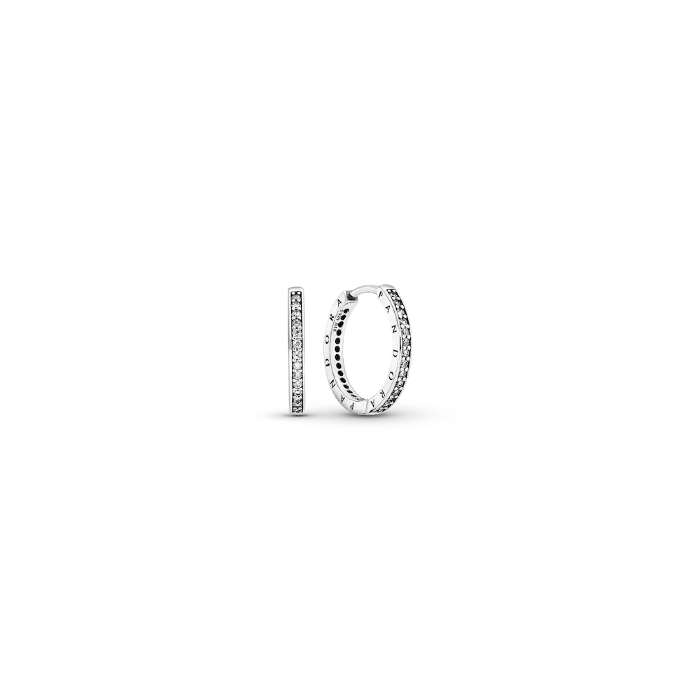 Sparkle and Pandora Logo Hoop Earrings