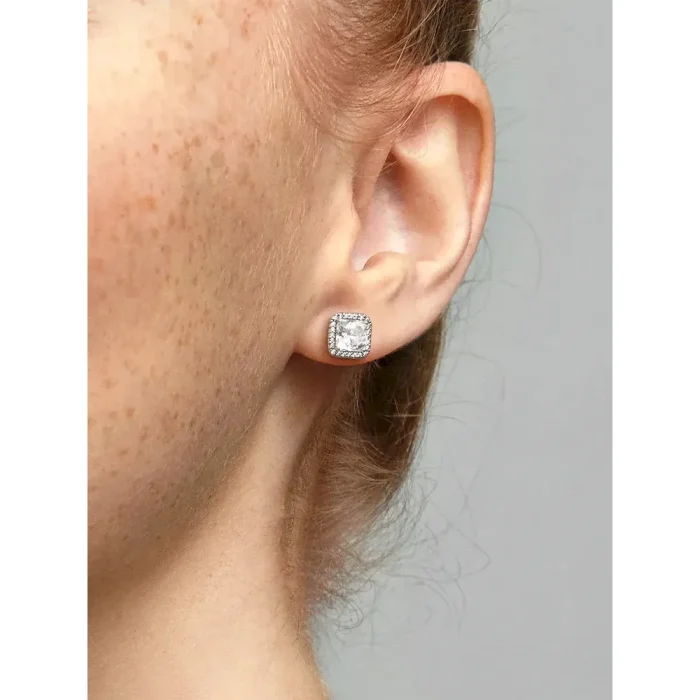 Square Sparkle Halo Stud Earrings - Image 2
