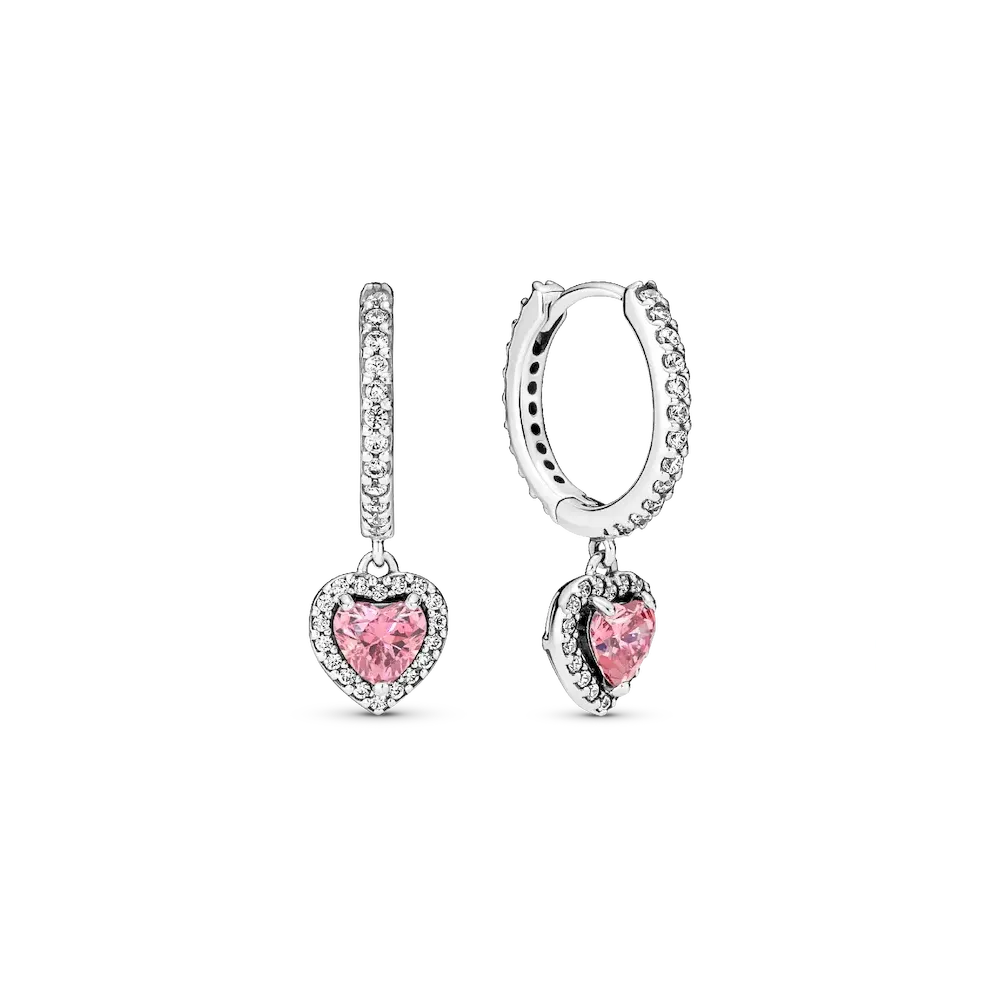 Sparkling Halo Heart Hoop Earrings
