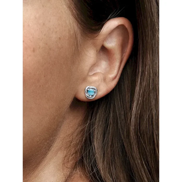 December Turquoise Blue Eternity Circle Stud Earrings - Image 2
