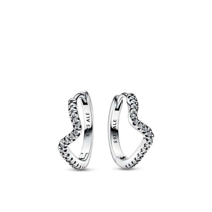 Sparkling Wave Hoop Earrings - Image 2