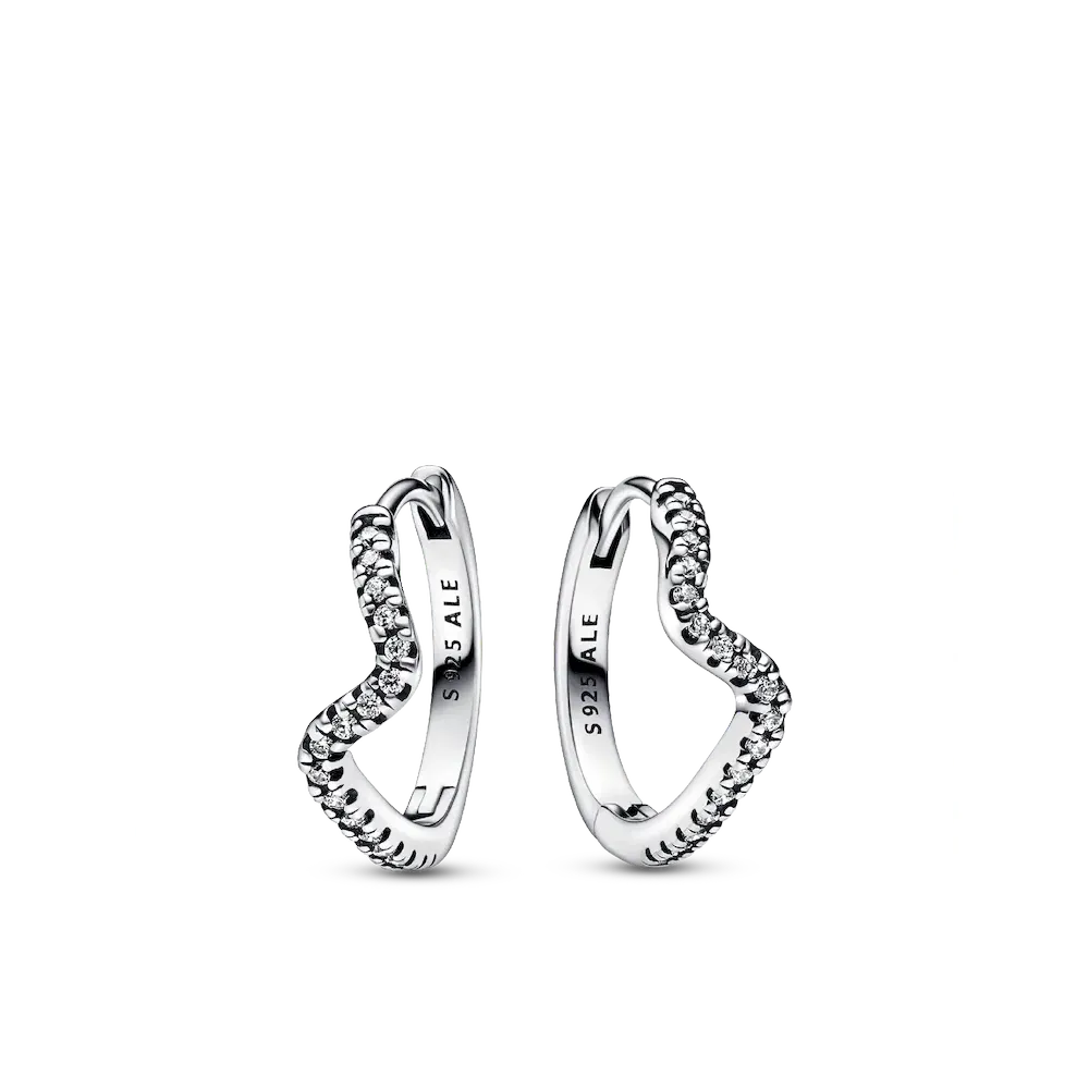 Sparkling Wave Hoop Earrings