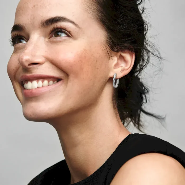 Pandora Timeless Pavé Single-row Hoop Earrings - Image 3