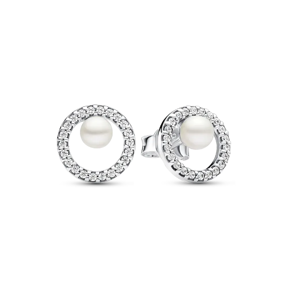 Treated Freshwater Cultured Pearl & Pavé Halo Stud Earrings