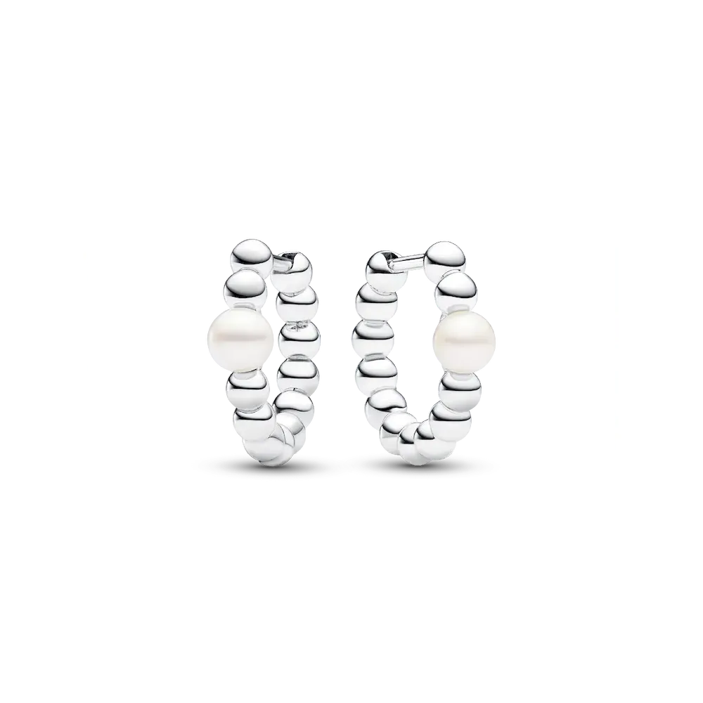 Treated Freshwater Cultured Pearl & Beads Hoop Earrings