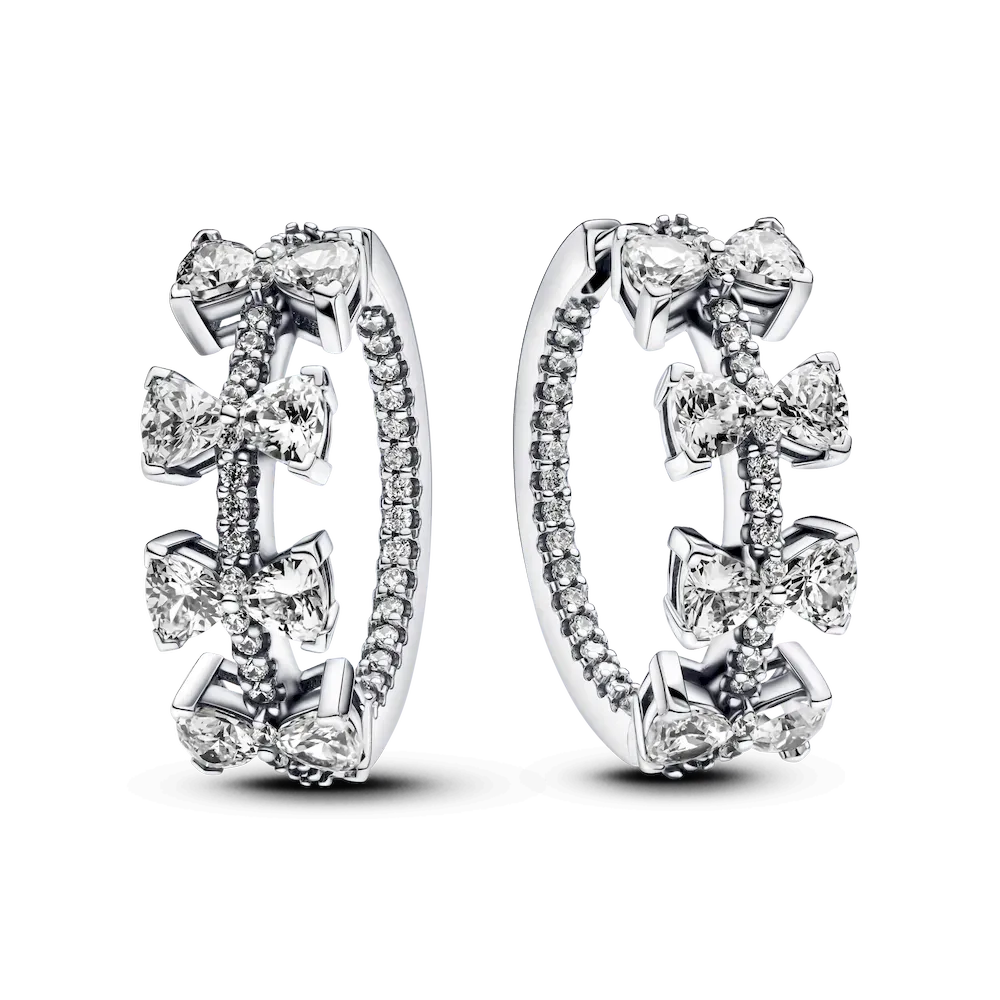Sparkling Bow Row Hoop Earrings