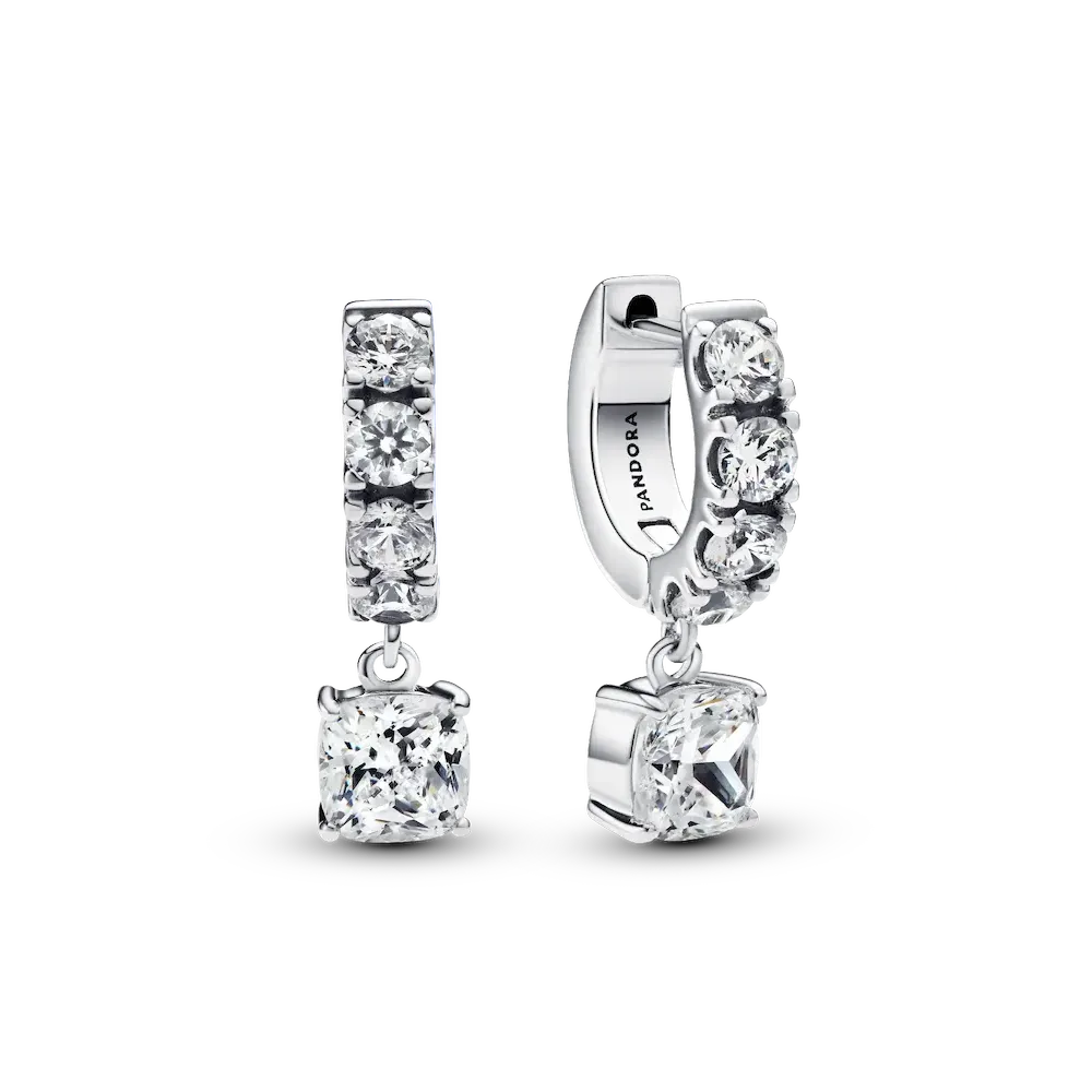 Pavé Dangle Hoop Earrings