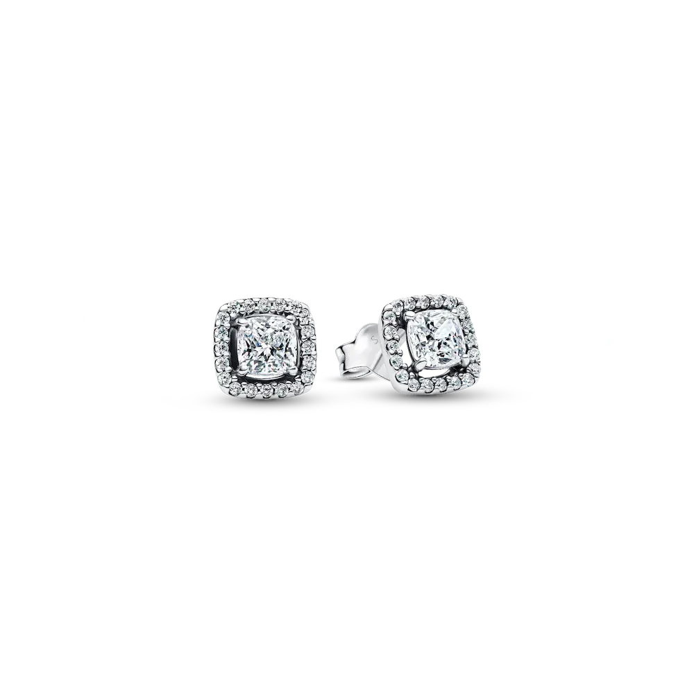 Square Halo Stud Earrings