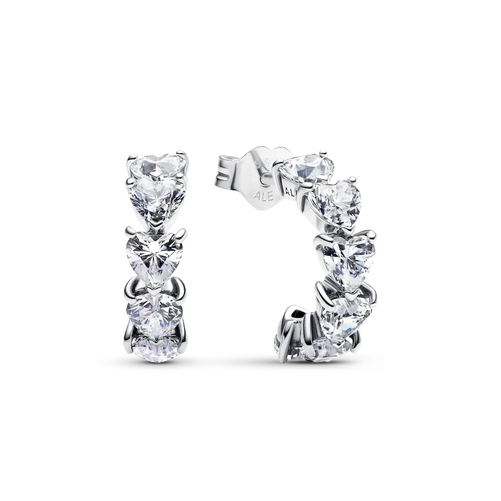 Sparkling Hearts Open Hoop Earrings