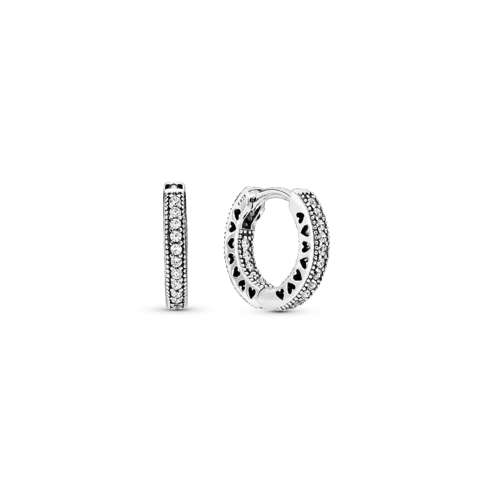 Pavé Heart Hoop Earrings