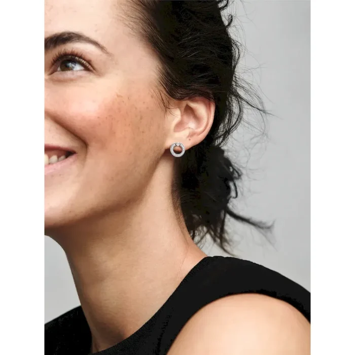 Pavé & Logo Circle Reversible Stud Earrings - Image 2