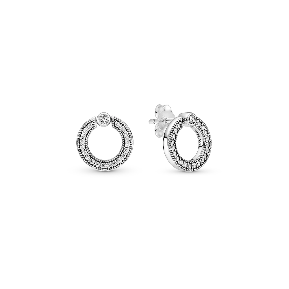 Pavé & Logo Circle Reversible Stud Earrings
