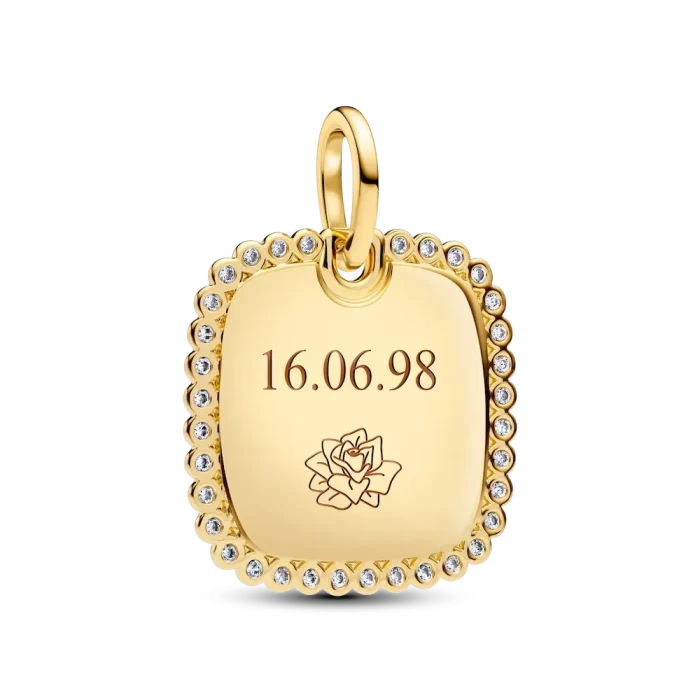 Engravable Sparkling Square Tag Pendant Necklace - Image 7