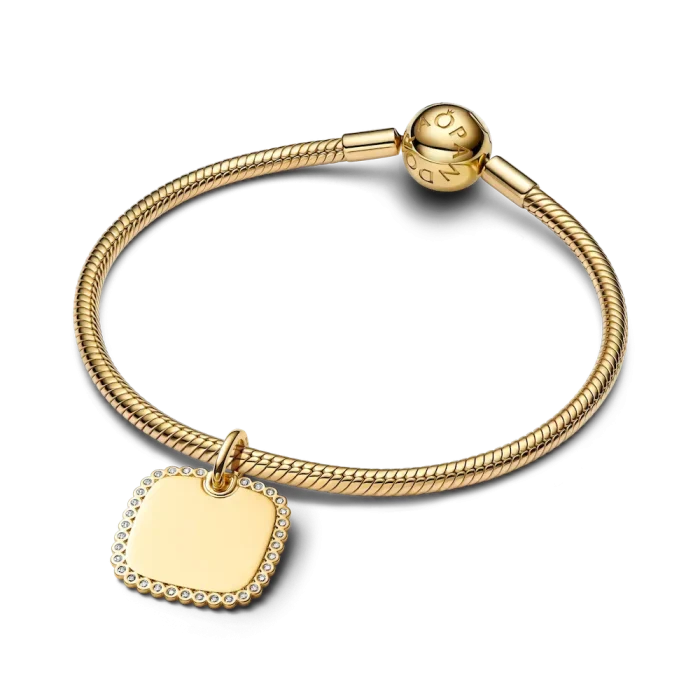 Engravable Sparkling Square Tag Pendant Necklace - Image 8