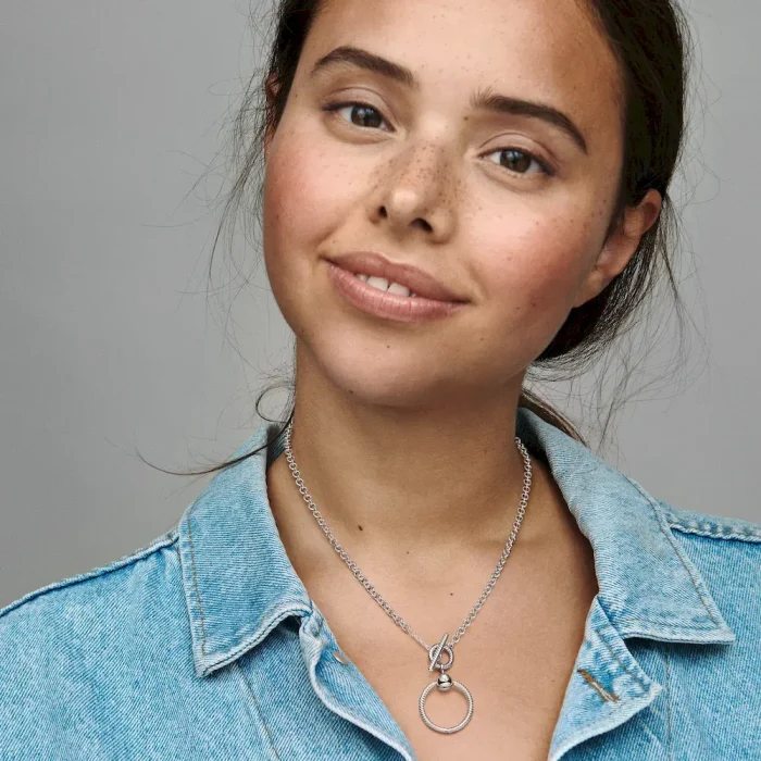 FINAL SALE - Pandora Moments O Pendant T-bar Necklace - Image 3