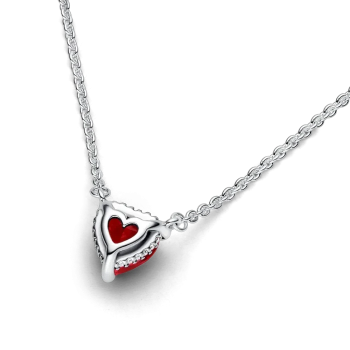 Sparkling Heart Halo Pendant Collier Necklace - Image 5