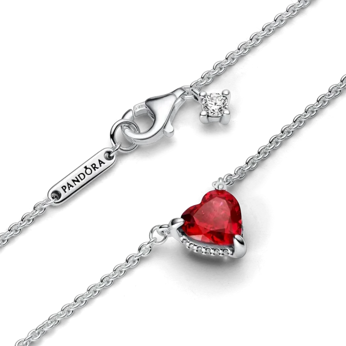 Sparkling Heart Halo Pendant Collier Necklace - Image 6