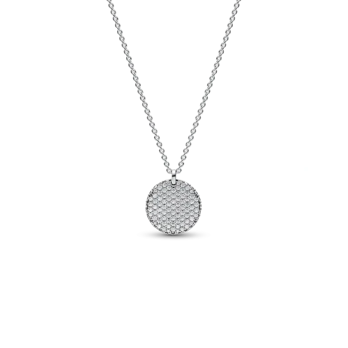 Pavé Round Necklace and Hoop Earrings Set - Image 2