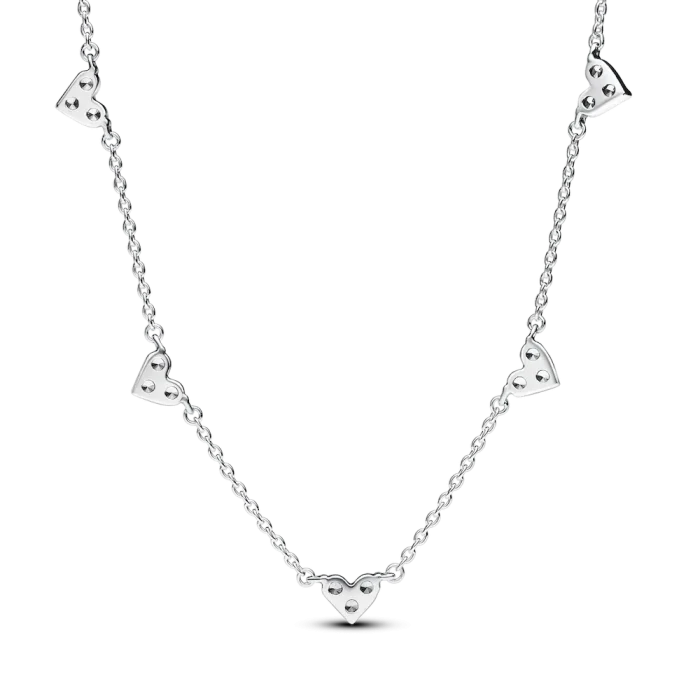 Triple Stone Heart Station Chain Necklace - Image 4