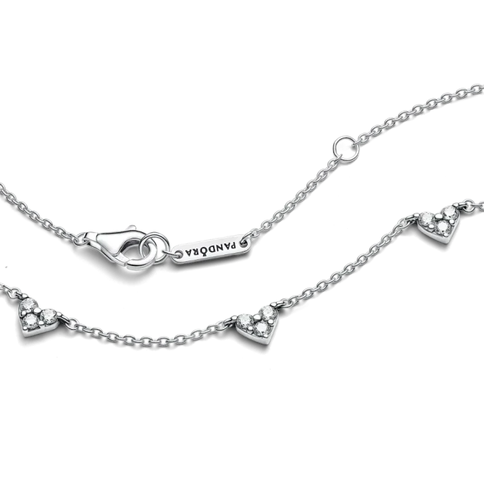 Triple Stone Heart Station Chain Necklace - Image 6