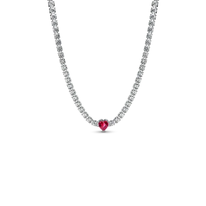 Red Sparkling Heart Tennis Jewelry Set - Image 3