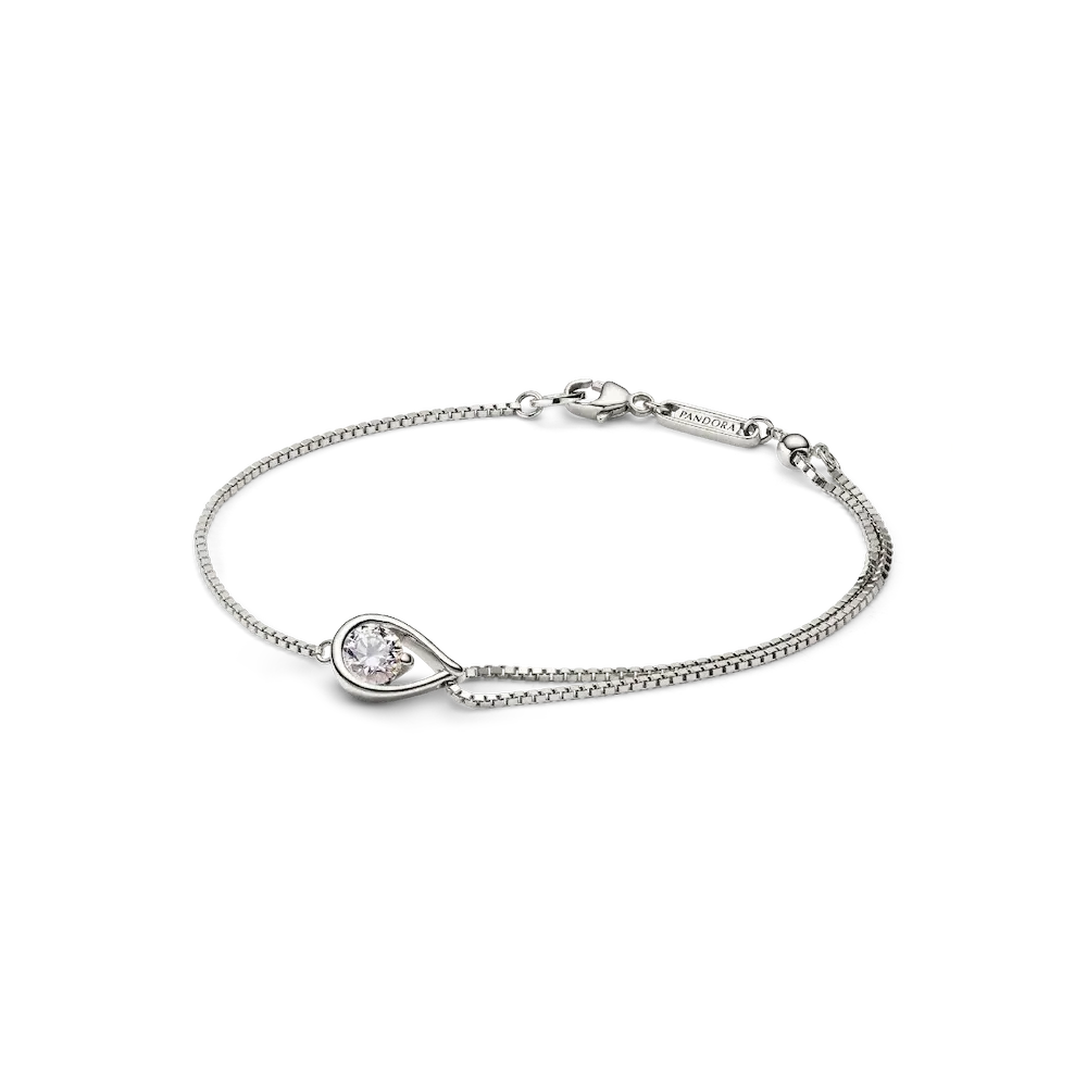 Pandora Infinite 14k White Gold Lab-grown Diamond Double Chain Bracelet