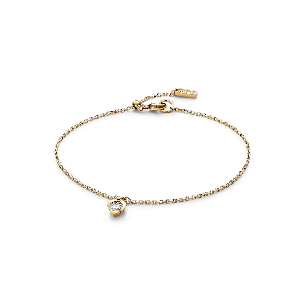 Pandora Talisman 14k Gold Lab-grown Diamond Heart Chain Bracelet