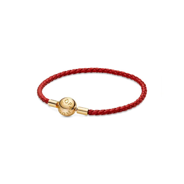 Pandora Moments Red Woven Leather Bracelet - Image 2