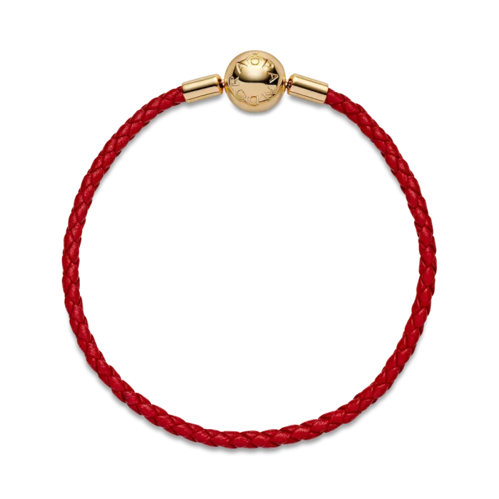 Pandora Moments Red Woven Leather Bracelet - Image 7