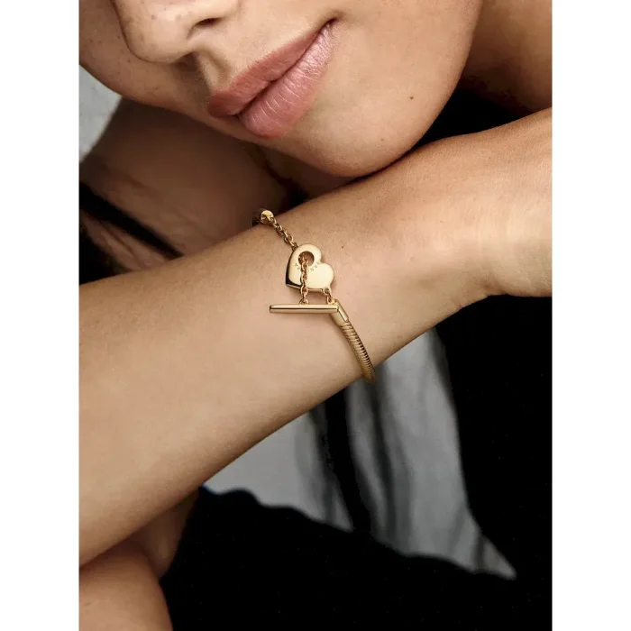 Pandora Moments Heart T-Bar Snake Chain Bracelet - Image 2