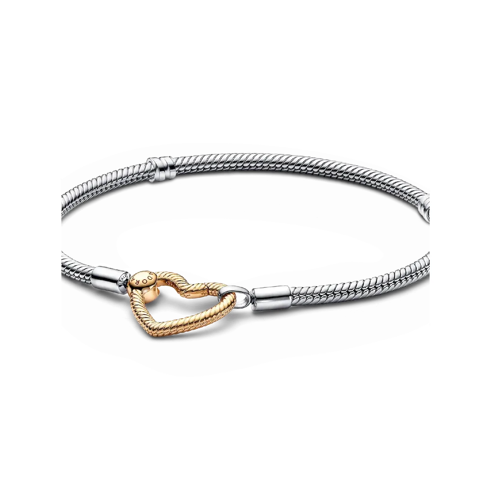 Pandora Moments Heart Closure Snake Chain Bracelet
